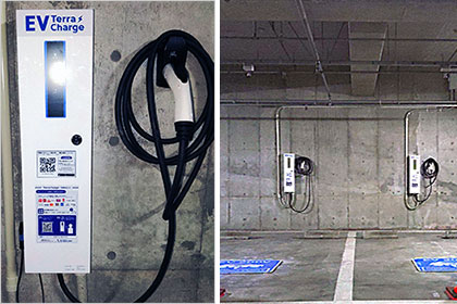EV普通充電スタンド」をホテル駐車場に設置いたしました